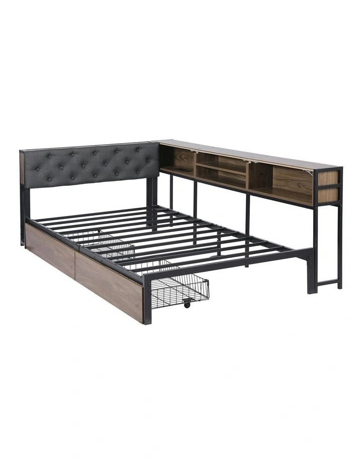 Bed Frame King Single Size in Brown image 1