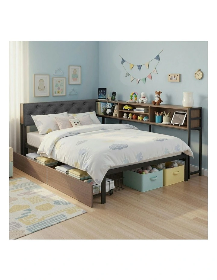 Bed Frame King Single Size in Brown image 3