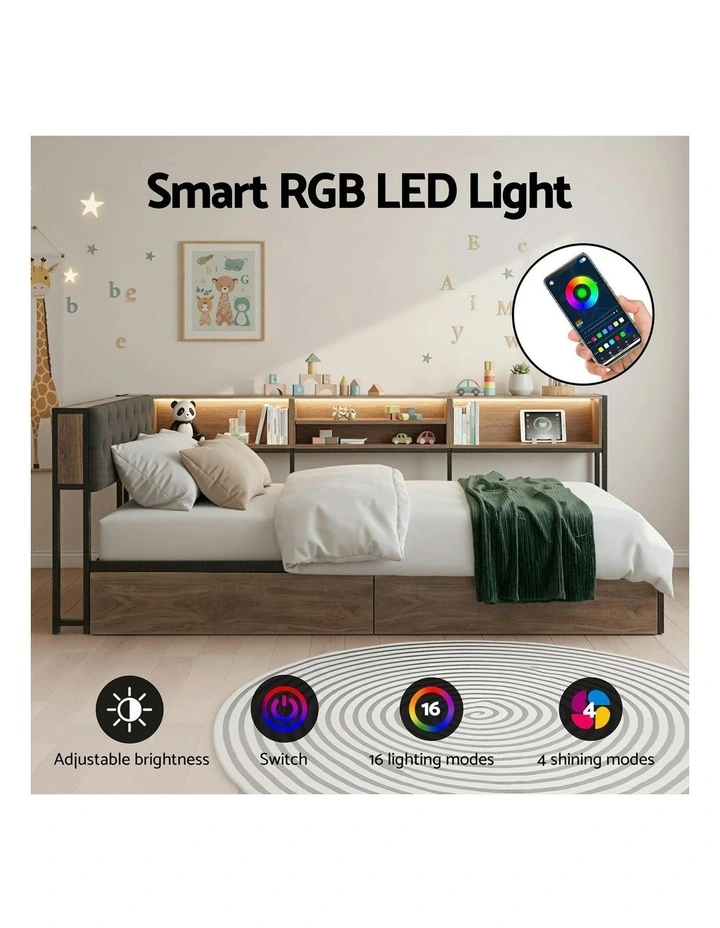 Bed Frame King Single Size in Brown image 6