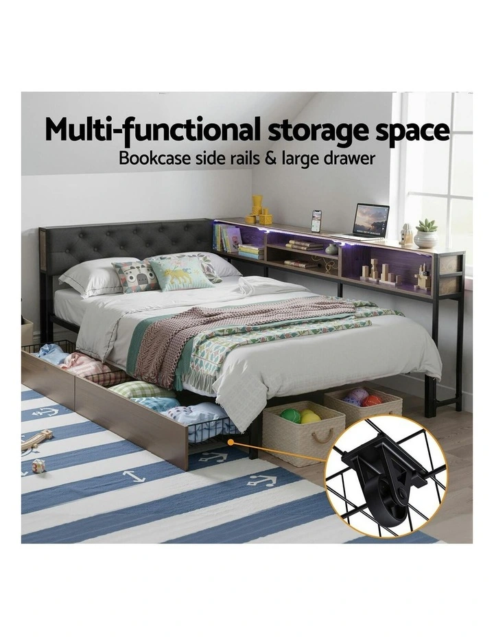 Bed Frame King Single Size in Brown image 7