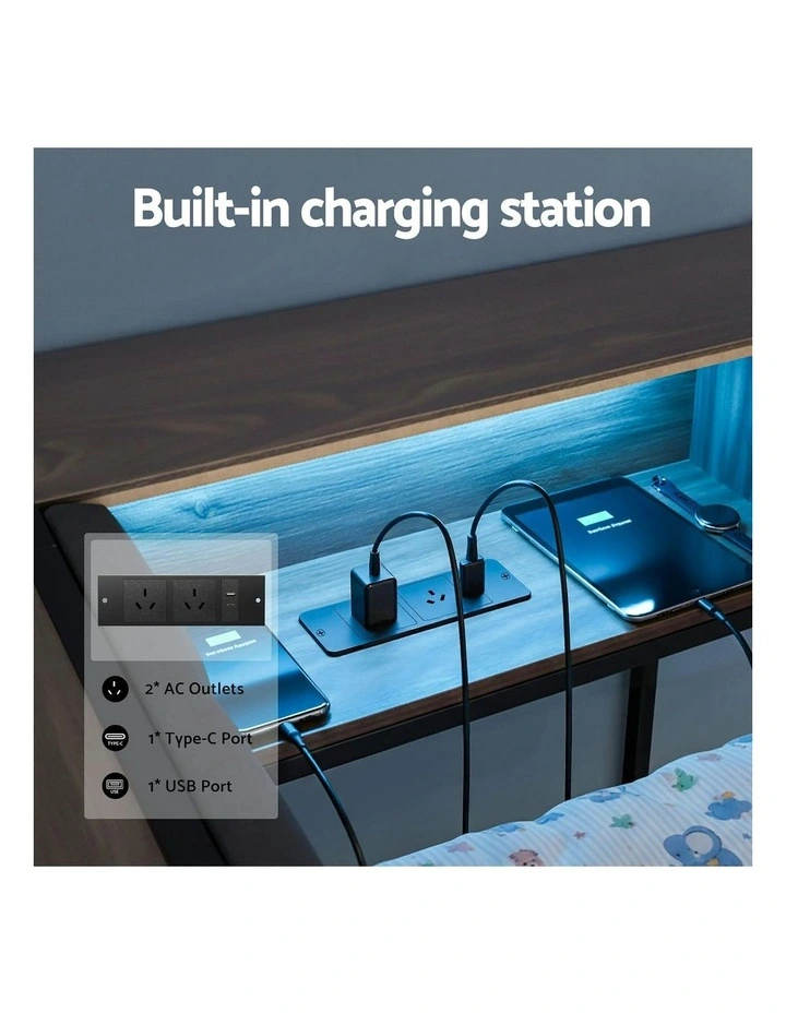 Bed Frame Single in Brown image 5