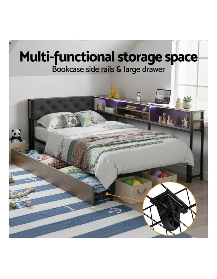 Bed Frame Single in Brown image 7