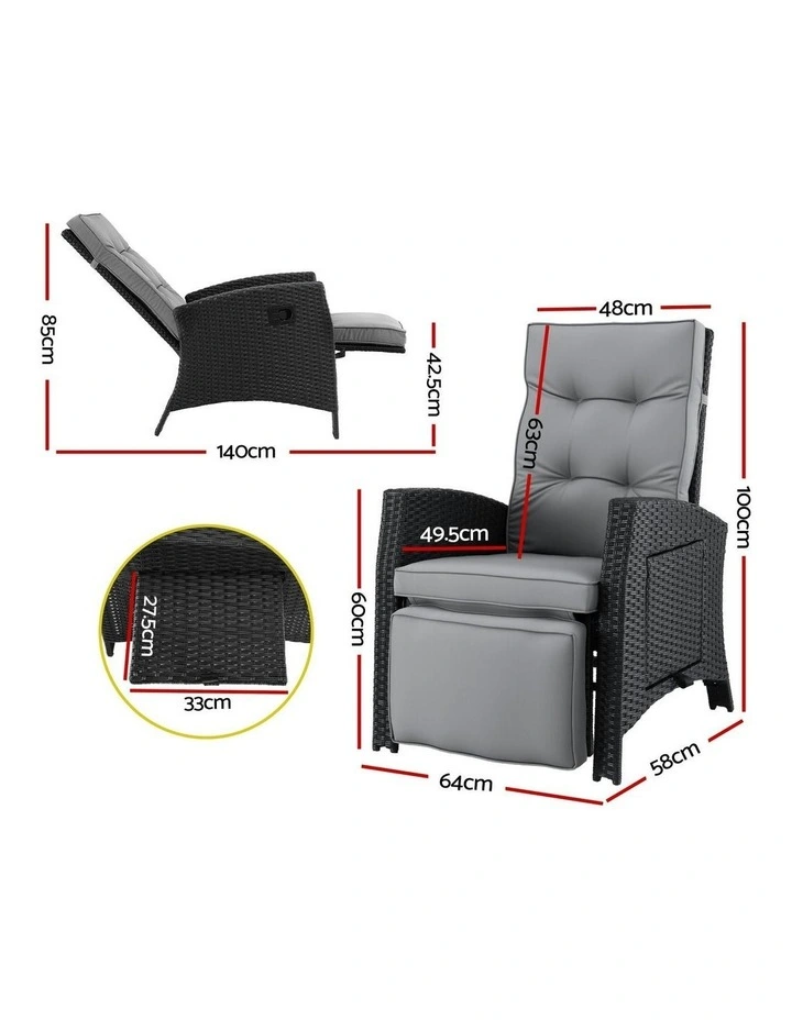 Outdoor Recliner Chairs in Grey image 4