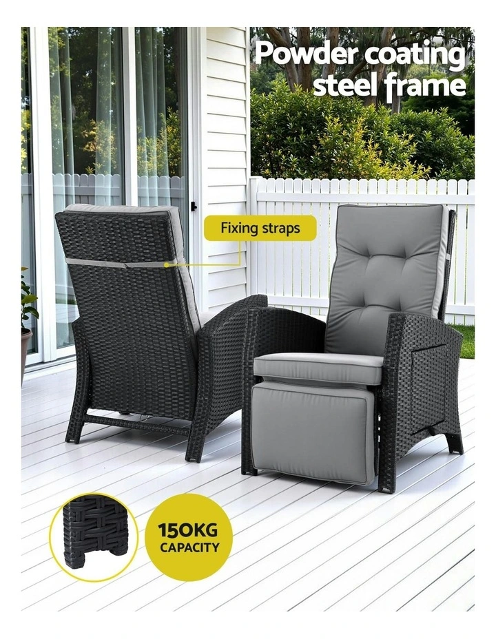 Outdoor Recliner Chairs in Grey image 7