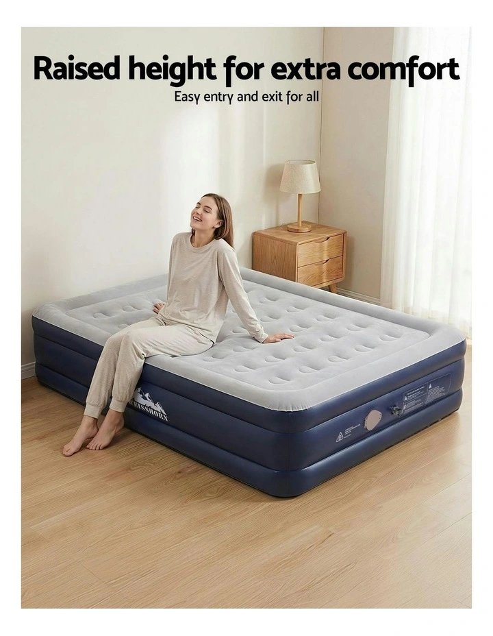 Queen Size Air Mattress Inflatable Bed 46cm in White image 5