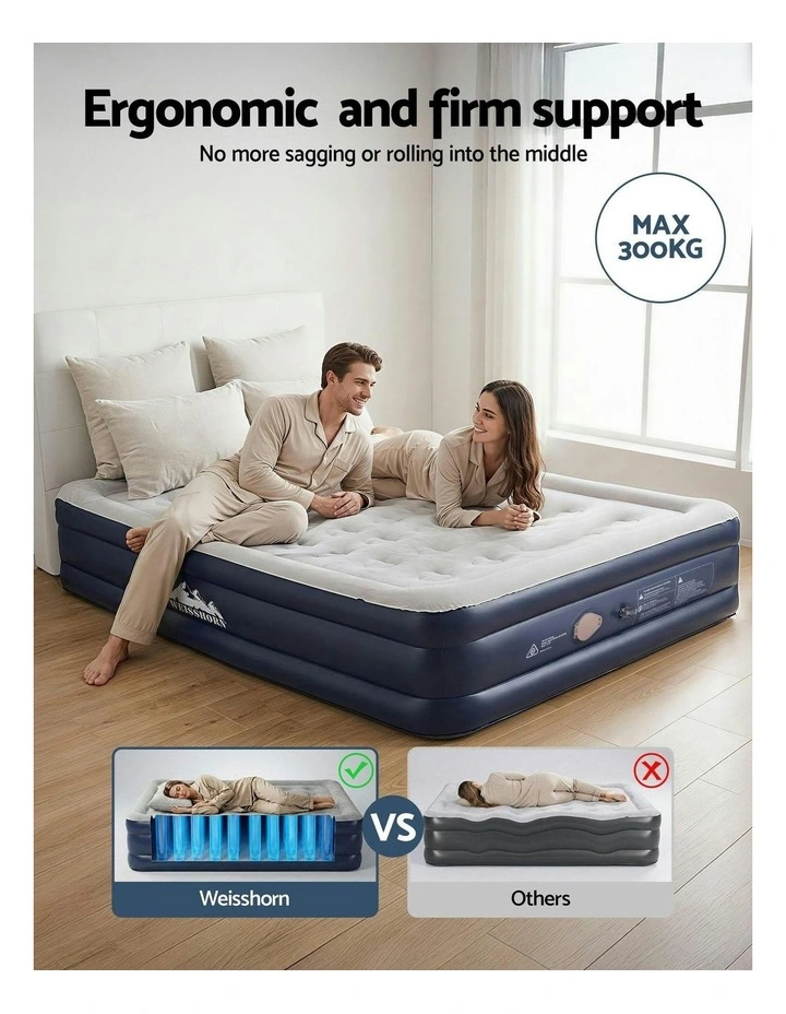 Queen Size Air Mattress Inflatable Bed 46cm in White image 6