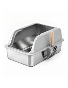 Stainless Steel Pet Litter Box in Grey