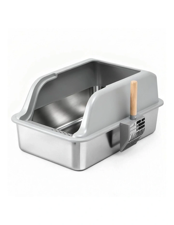 Stainless Steel Pet Litter Box in Grey image 1