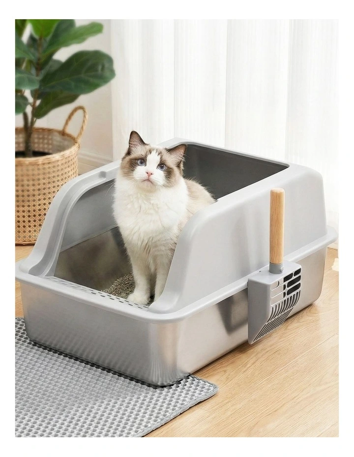 Stainless Steel Pet Litter Box in Grey image 2