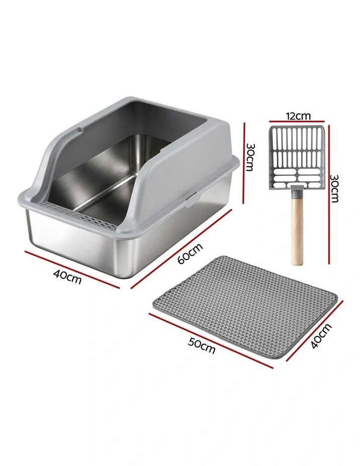 Stainless Steel Pet Litter Box in Grey image 3