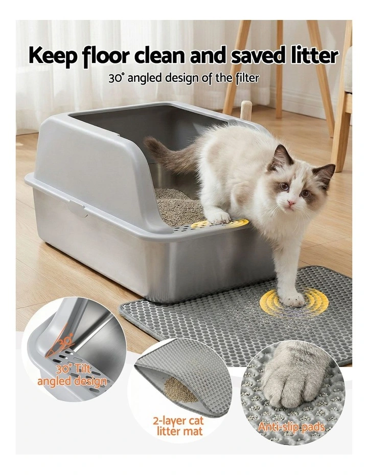 Stainless Steel Pet Litter Box in Grey image 6
