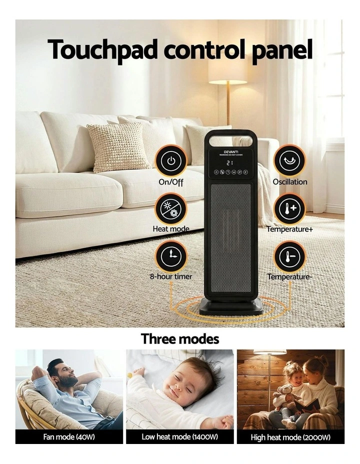 2000W Ceramic Space Heaters in Black image 6