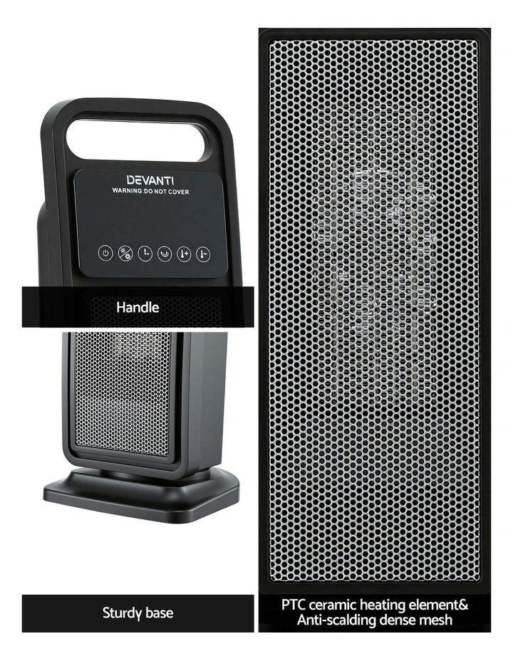 2000W Ceramic Space Heaters in Black image 7