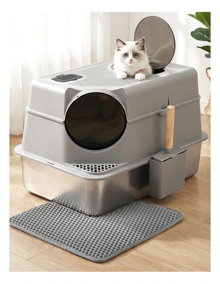 Stainless Steel Large Pet Litter Box in Grey image 2