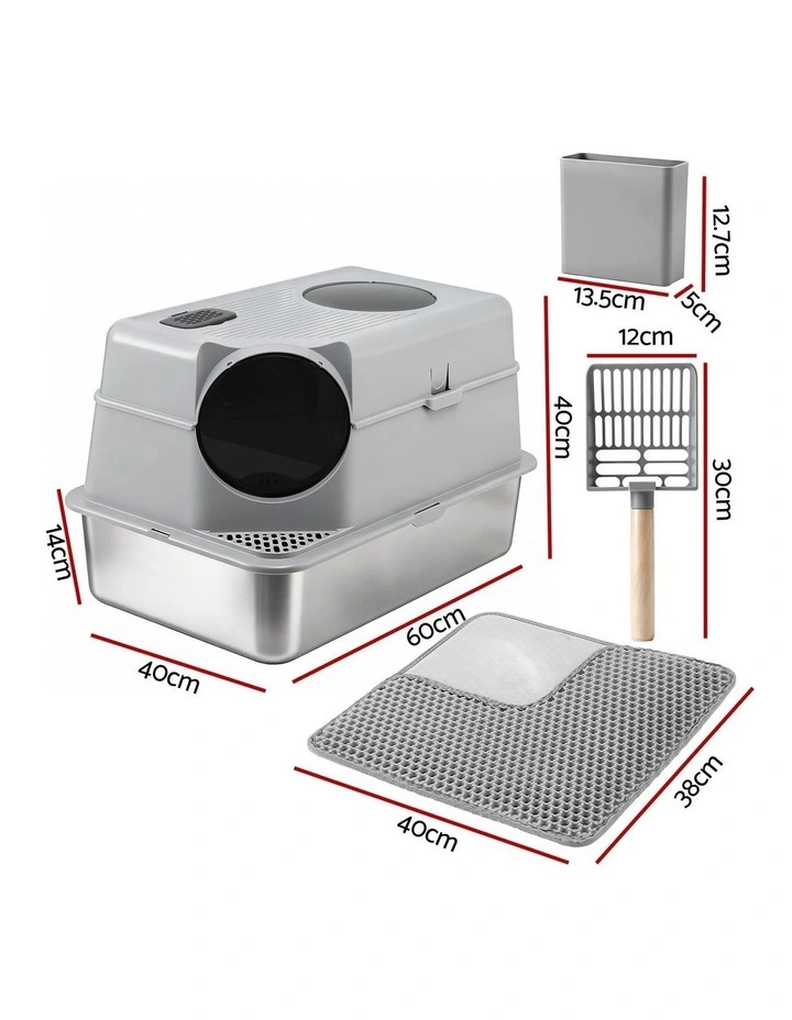 Stainless Steel Large Pet Litter Box in Grey image 3