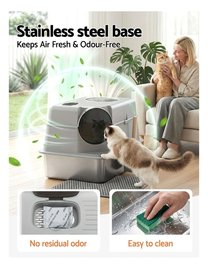 Stainless Steel Large Pet Litter Box in Grey image 5