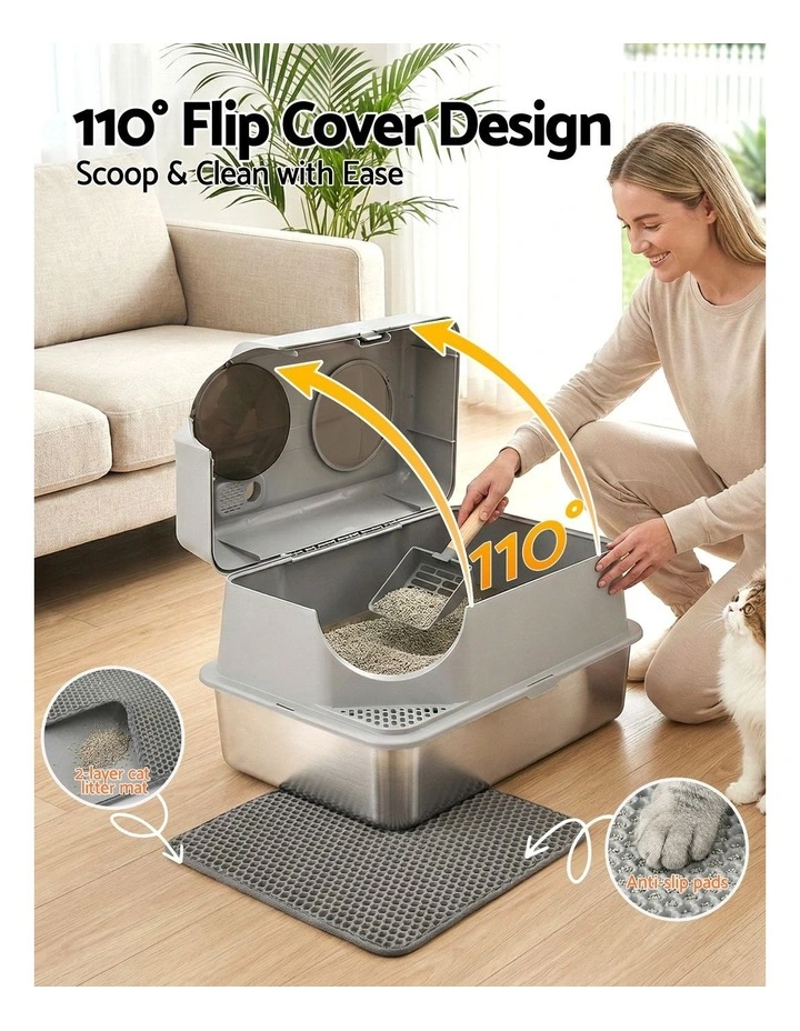 Stainless Steel Large Pet Litter Box in Grey image 6