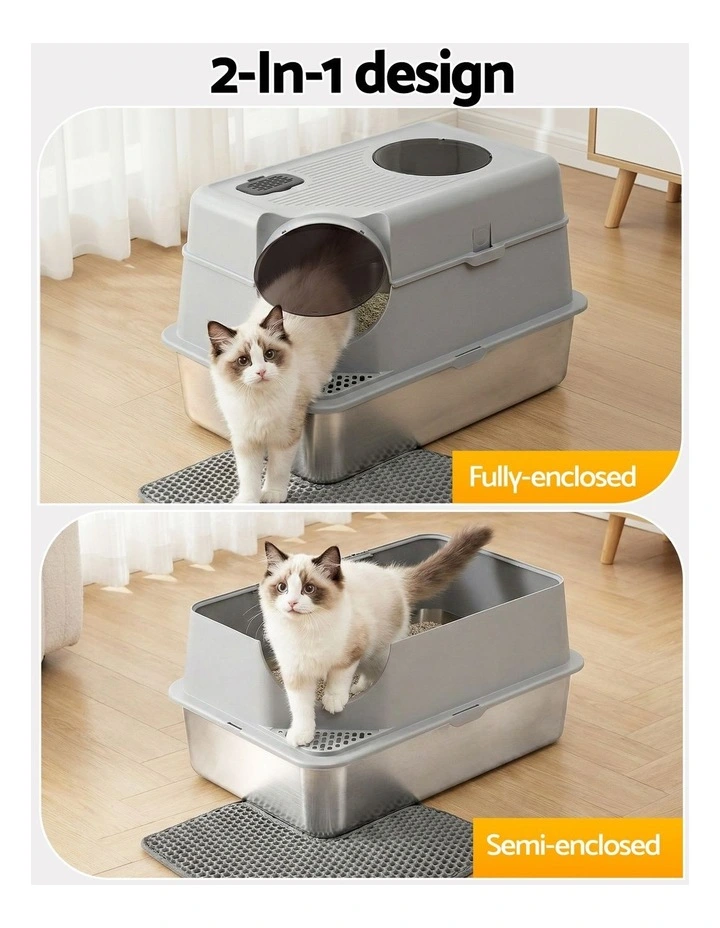 Stainless Steel Large Pet Litter Box in Grey image 7