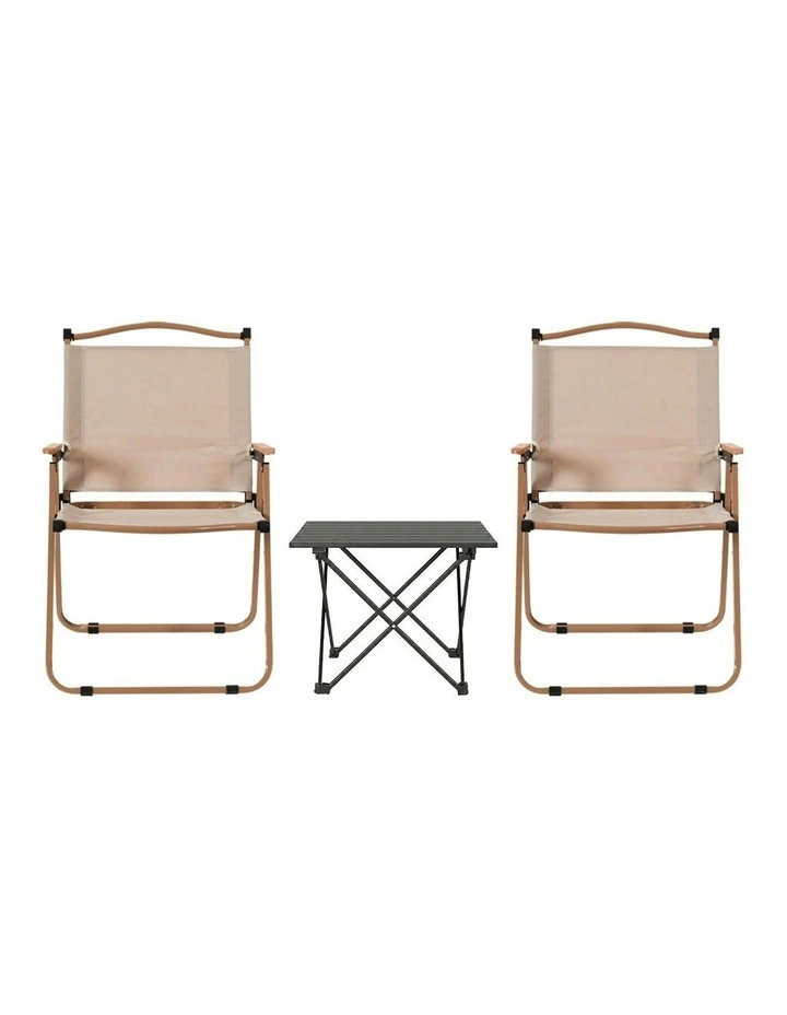 Camping Table Chair Set 3 Piece in Beige image 2