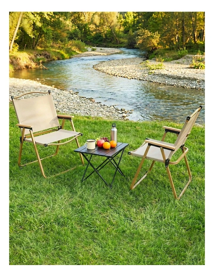 Camping Table Chair Set 3 Piece in Beige image 3