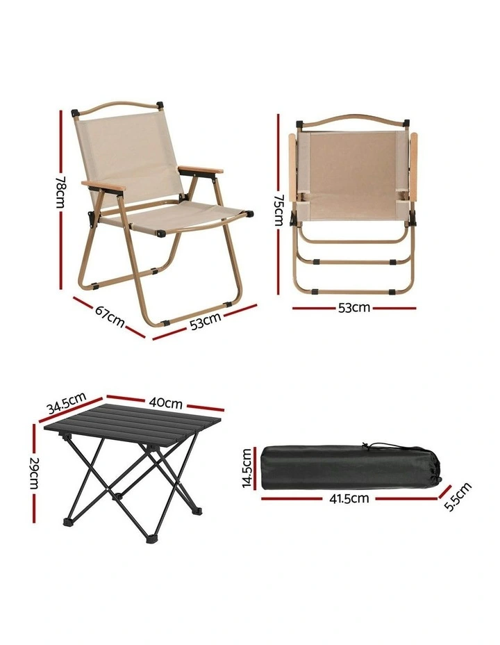 Camping Table Chair Set 3 Piece in Beige image 4