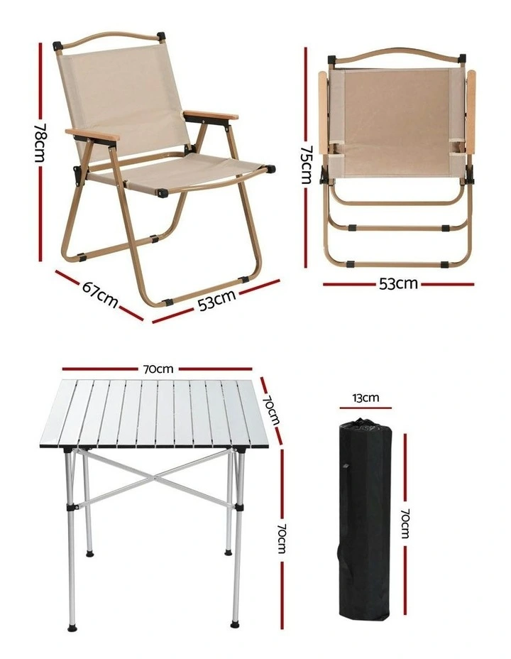Camping Table Chair Set 3 Piece in Beige image 4