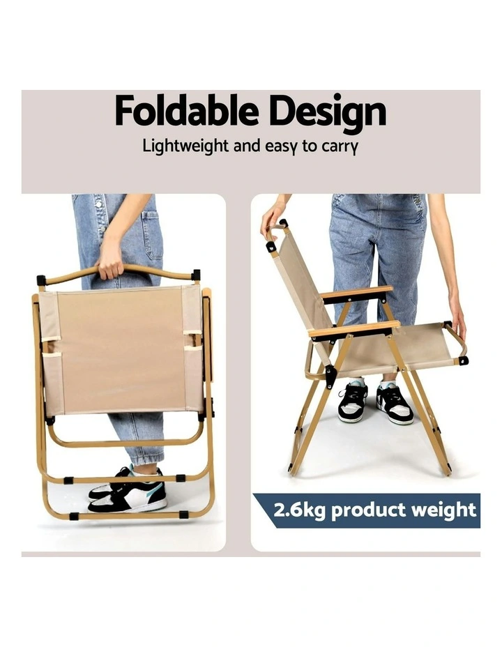 Camping Table Chair Set 3 Piece in Beige image 7