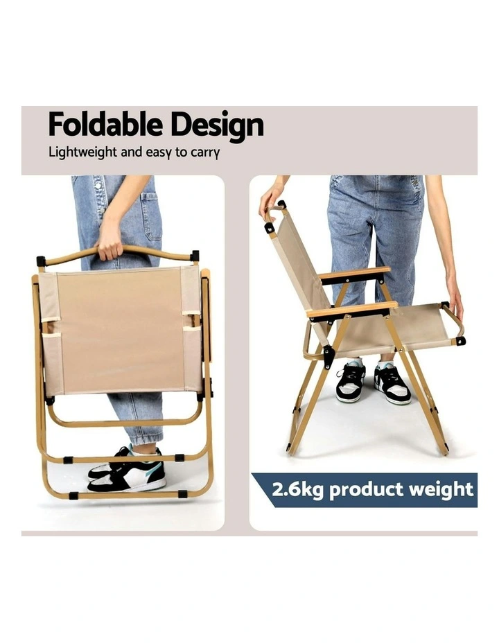 Aluminium Portable Camping Table Chair Set 3 Piece in White image 7