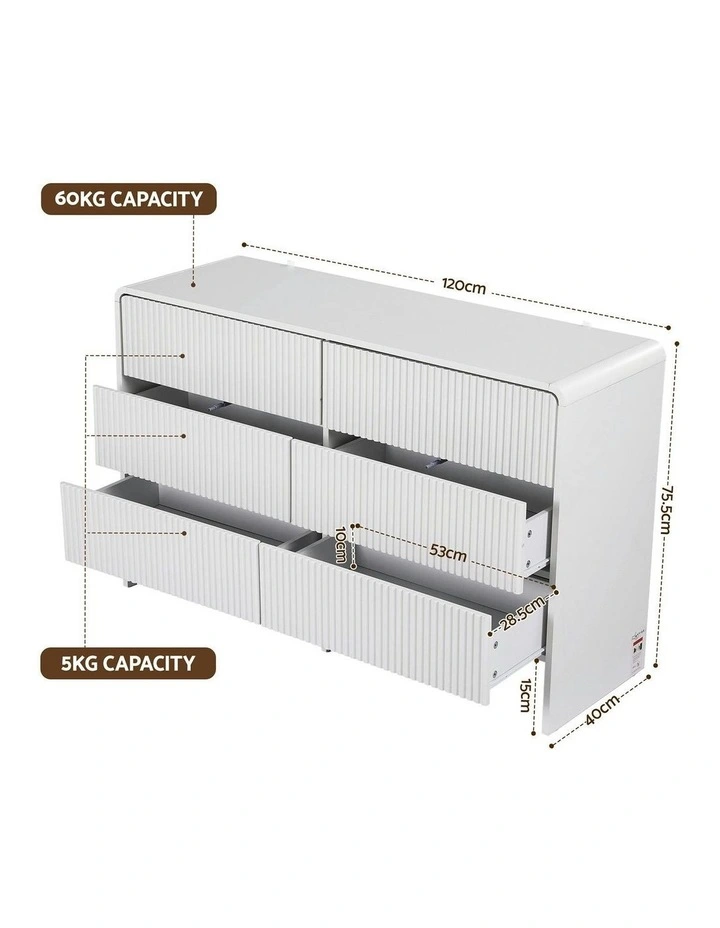 6 Chest of Drawers Dresser Cabinet in White image 4