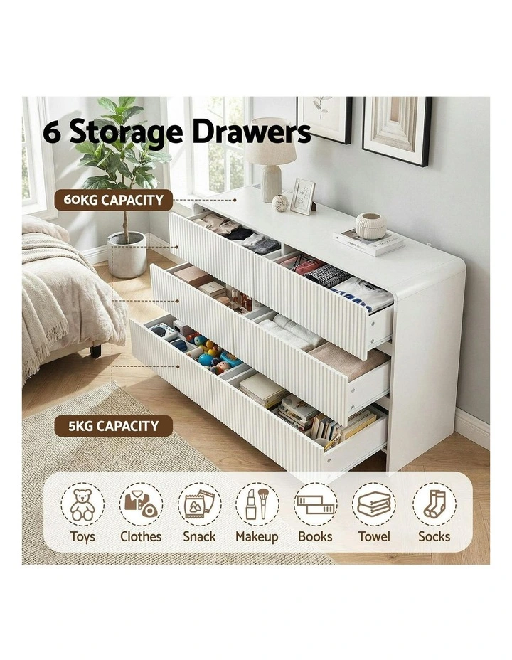 6 Chest of Drawers Dresser Cabinet in White image 6