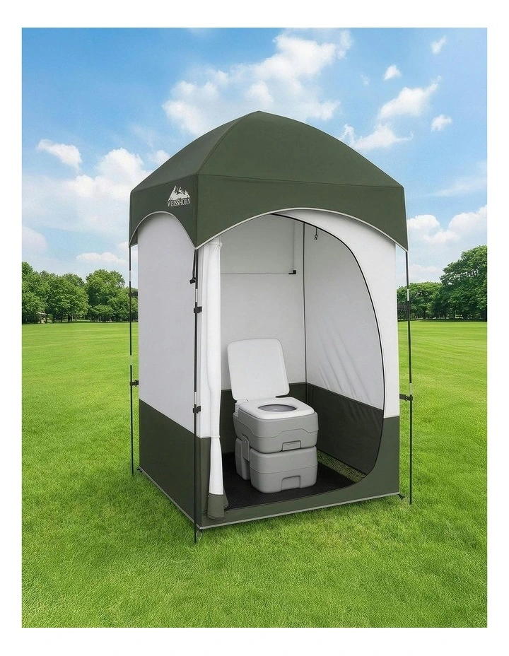 Portable Camping Toilet Shower Tent 20L in Green image 3