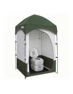 Portable Camping Toilet Shower Tent Set 22L in Green