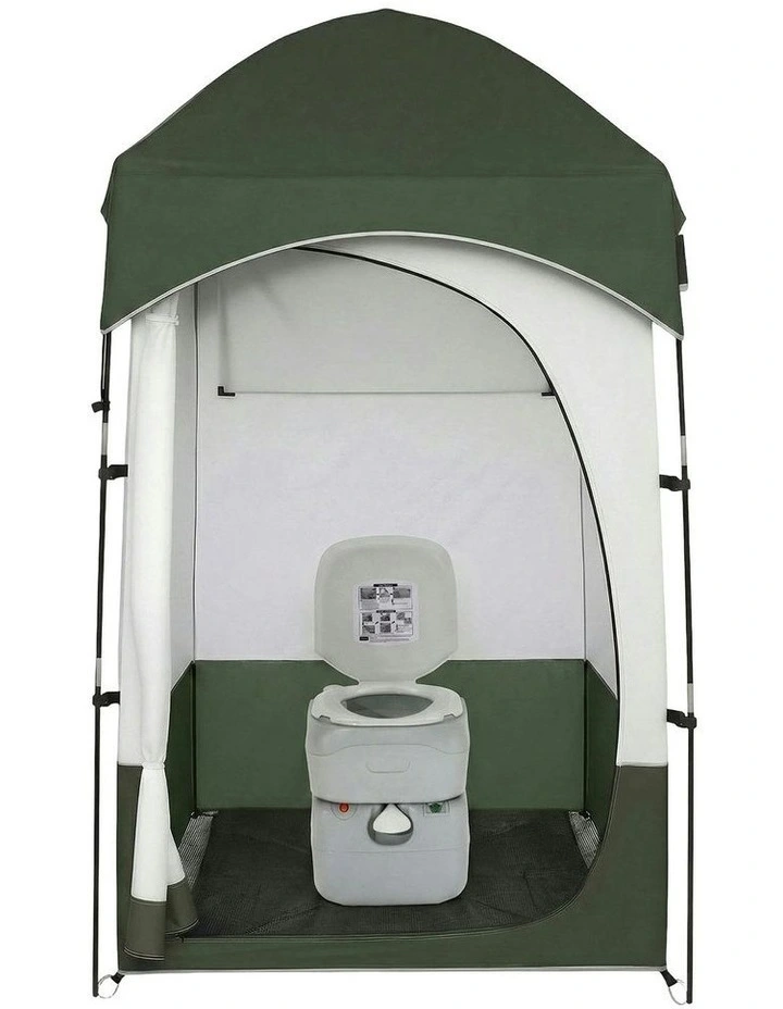 Portable Camping Toilet Shower Tent Set 22L in Green image 2
