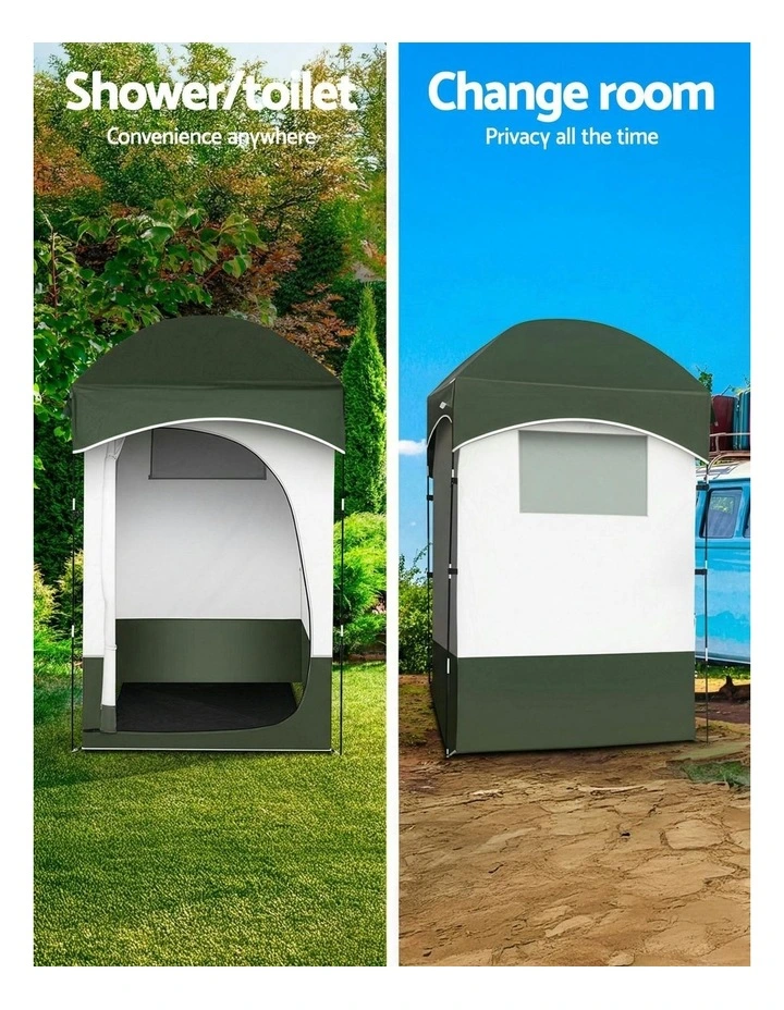 Portable Camping Toilet Shower Tent Set 22L in Green image 5