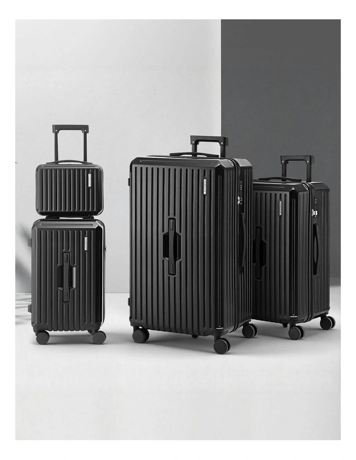 Trunk Luggage Suitcase Set 4 Piece in Black image 3