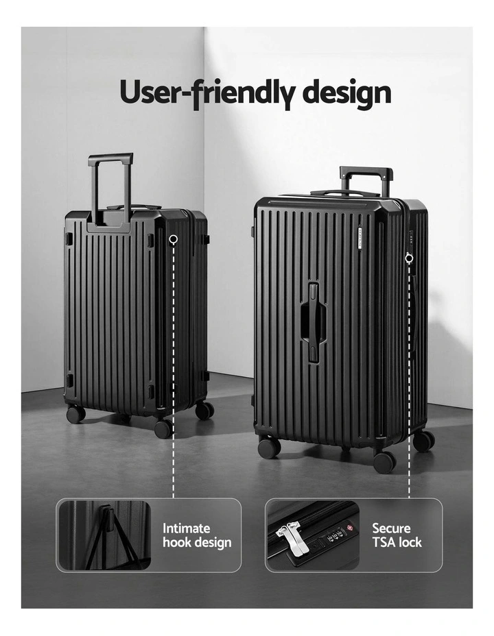 Trunk Luggage Suitcase Set 4 Piece in Black image 5