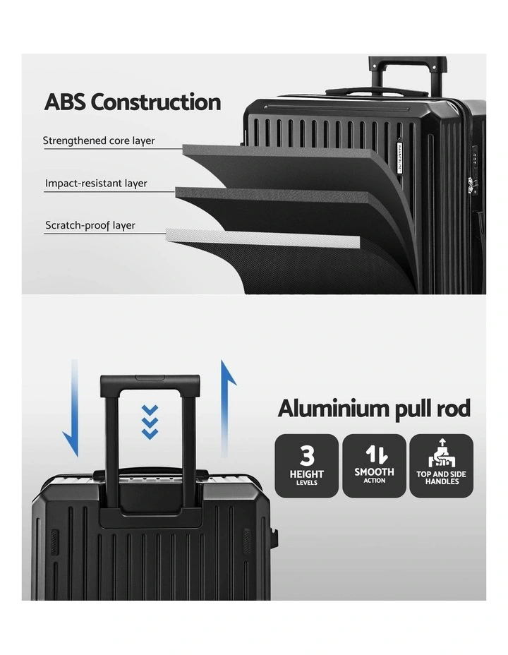 Trunk Luggage Suitcase Set 4 Piece in Black image 7