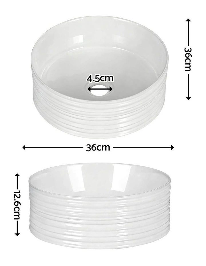 Vessel Ceramic Round Vanity Sink 36cm in White image 4