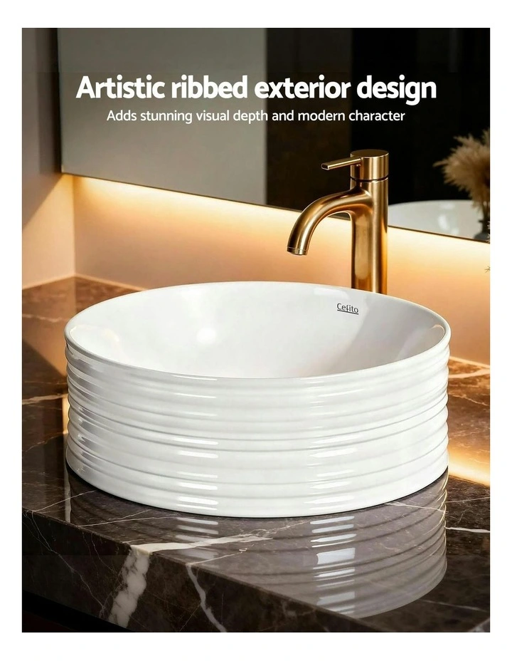 Vessel Ceramic Round Vanity Sink 36cm in White image 5