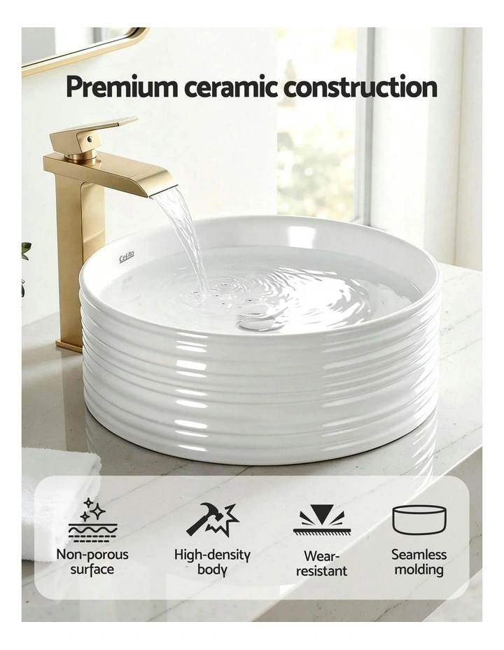 Vessel Ceramic Round Vanity Sink 36cm in White image 6