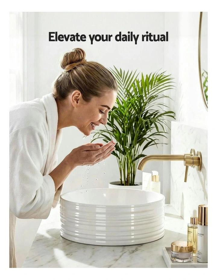 Vessel Ceramic Round Vanity Sink 36cm in White image 7