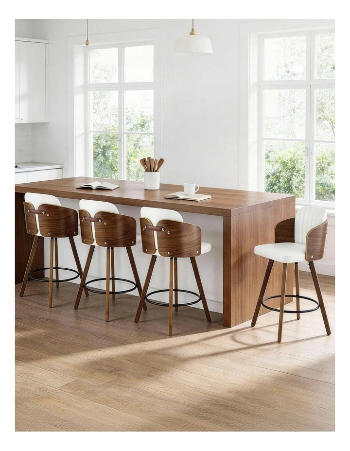 Wooden Swivel Bar Stools 58cm in Multi image 5