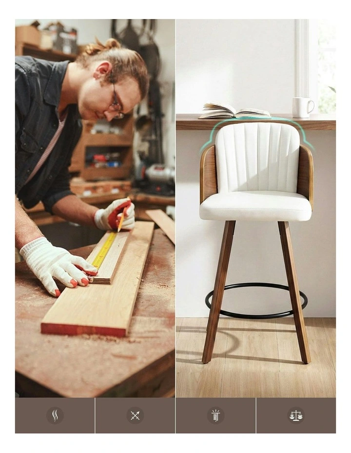 Wooden Swivel Bar Stools 58cm in Multi image 7