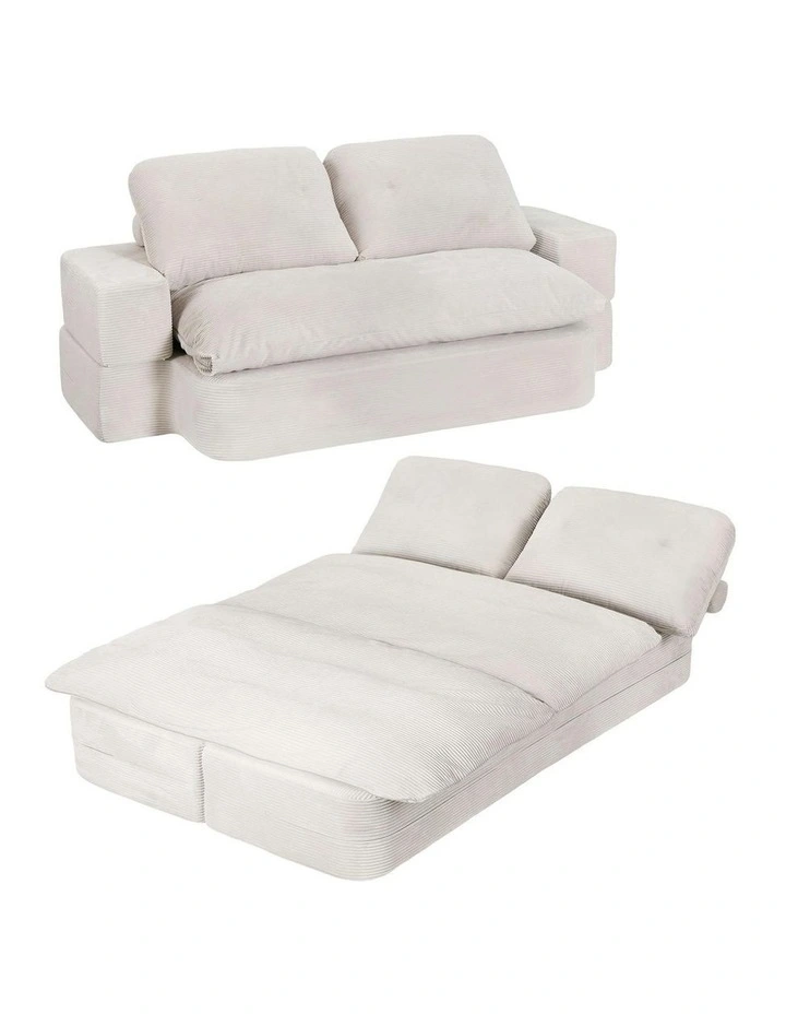 Convertible Folding Boneless Sofa in Beige image 1