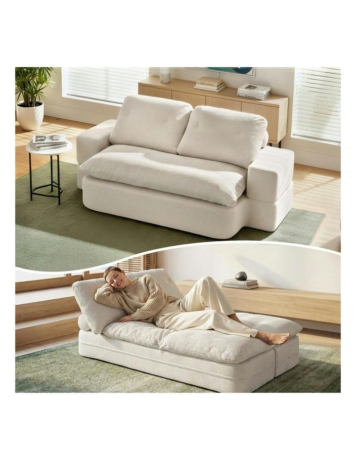 Convertible Folding Boneless Sofa in Beige image 3