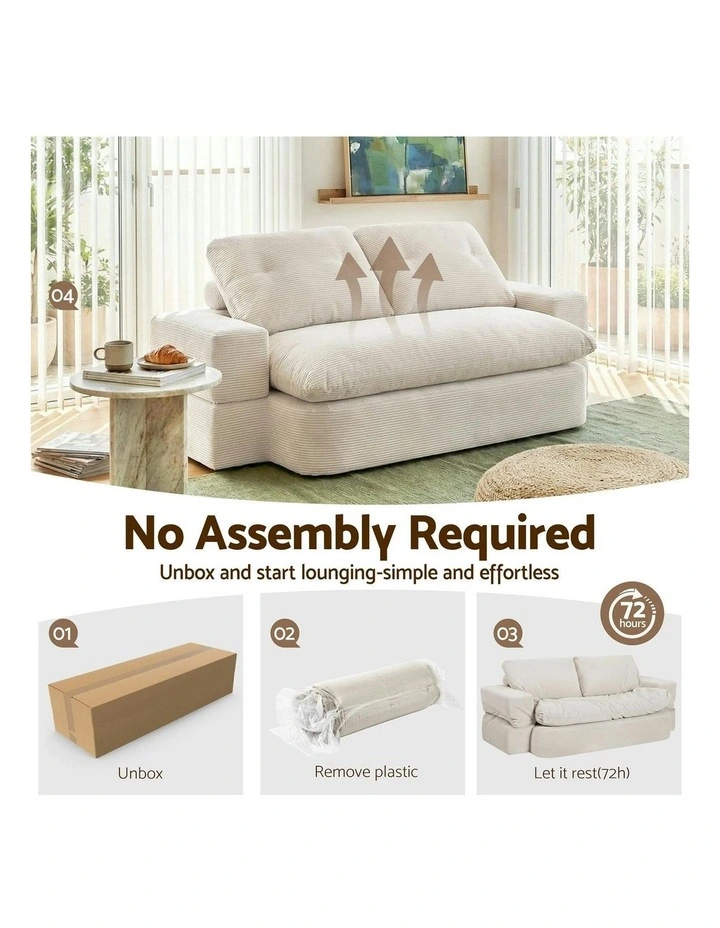 Convertible Folding Boneless Sofa in Beige image 5