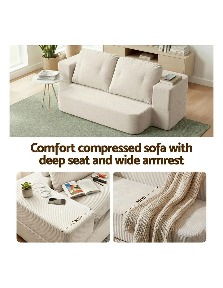 Convertible Folding Boneless Sofa in Beige image 6