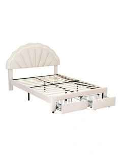 Double Bed Frame with 2 Storage Drawers in White