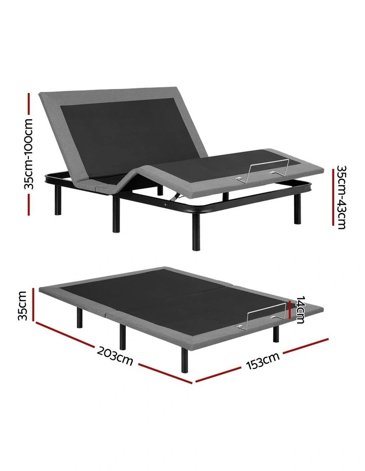 Electric Bed Base Wireless Adjustable Bed Frame Queen Size in Black image 4