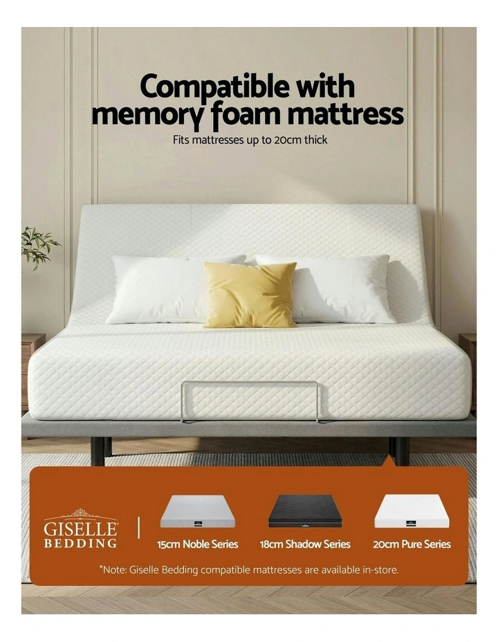 Electric Bed Base Wireless Adjustable Bed Frame Queen Size in Black image 6